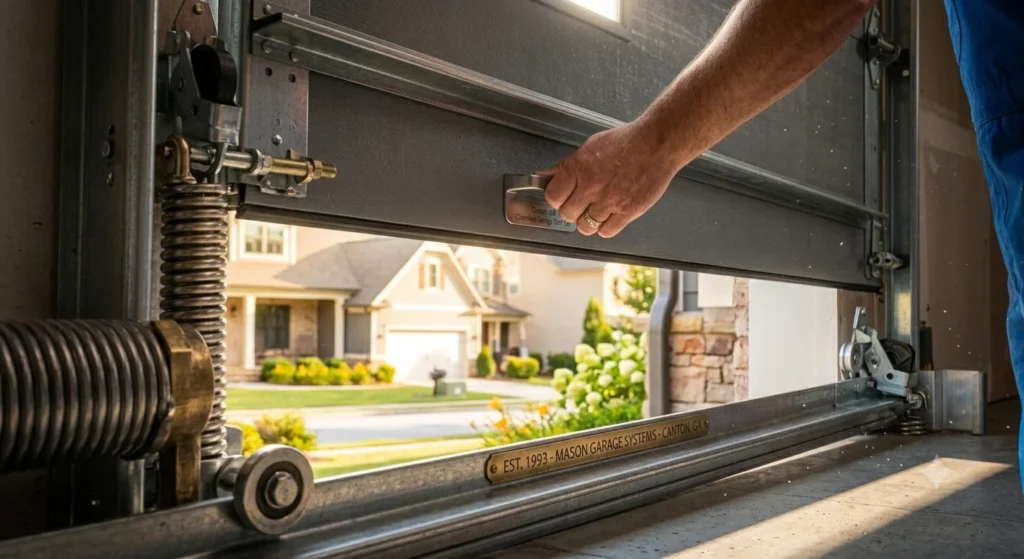 Professional new garage door installed on a modern home in Canton, GA